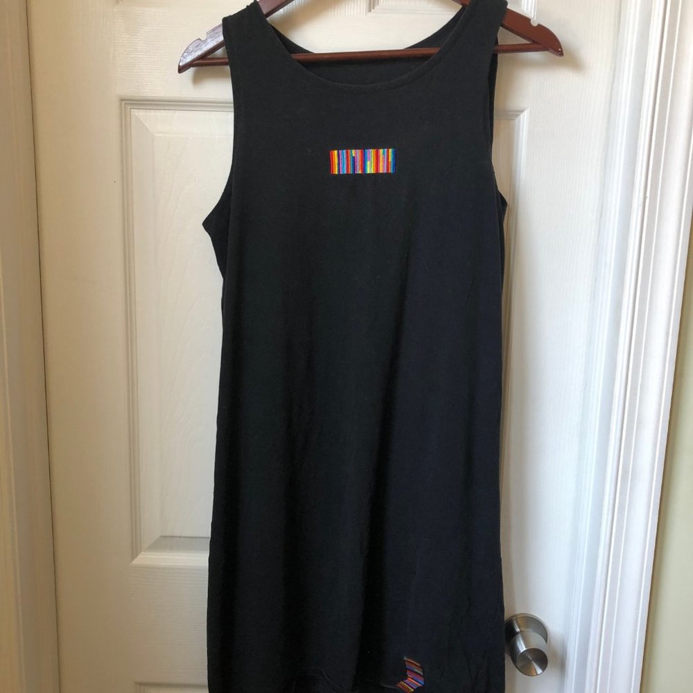 Retro Black Dress with Rainbow Appliques